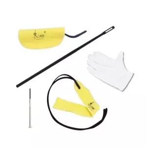 LADE 플루트 및 색소폰 청소 5 종 세트 천 긴 스틱 스크루 드라이버 장갑 칼림바 마림바 건반 전자 악기