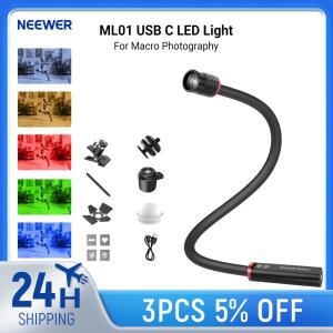 NEEWER Basics ML01 USB C LED 매크로 사진 조명 4W IP54 벤더블 조절 가능 빔 각도 CRI95 스포트라이트 (5