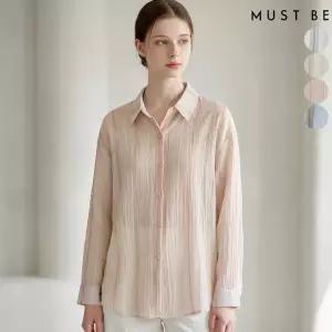 여성 세로 스트라이프 루즈핏 셔츠