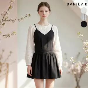 여성 핀턱 끈나시 미니원피스