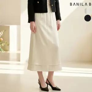 여성 속밴딩 시스루 안감 글로시 롱스커트