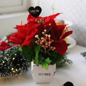 포인세티아 조화 꽃화분 1P 선반 인테리어 장식 소품 집들이선물