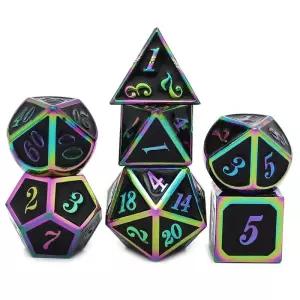 보드게임 금속 주사위 D4 D6 D8 D10 D % D12 D20 DnD RPG 보드 게임에 대 한 검은 소프트 파우치 다채로운