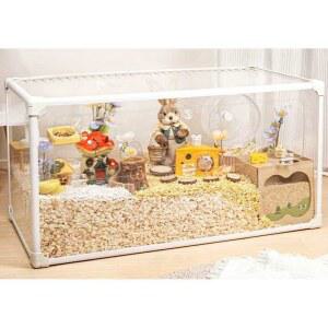 햄스터 리빙 박스 우드 상자 led 2층 병아리 고양이 공간 다리