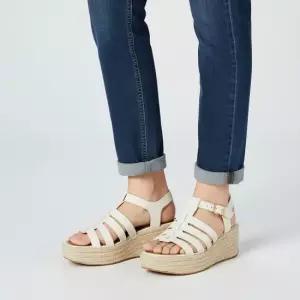 여성 플랫폼 에스파듀 레더 파리 베이지 피셔맨 웨지 샌들 JF5-A99)