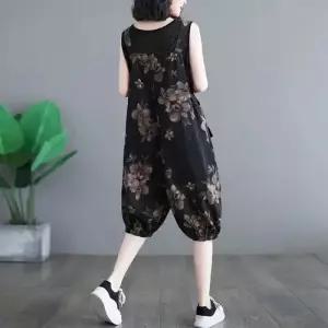 팔콘 여사친 여성 바지 청 빈티지 점프슈트 포켓 빅 사이즈 프린트 하이웨스트 오버롤 KKE1