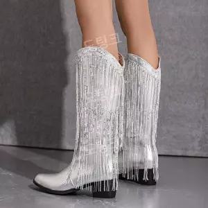 공연 무대의상 웨스턴부츠 태슬 반짝이 술달린 부츠 서부 댄스 단체 신발 장구 난타