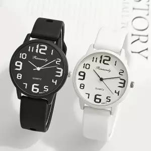 캐주얼 실리콘 밴드 여성 스포츠 시계 아라비아 숫자 다이얼 쿼츠 손목시계