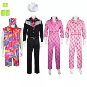 할로윈 코스튬 코스프레 이벤트 옷 섹시 의상 영화 바비 켄 블랙 슈트 셔츠 바지 점프슈트 흰색 카우보이