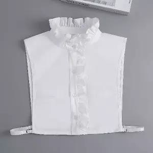 레이스 넥 차이나카라 블라우스 여성용 이너웨어 페이크 코튼 상의 uZf8+4CMn