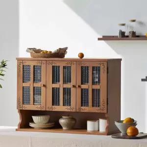 우드 원목 미닫이 수납장 빈티지 나무 조립식 디저트 미니수납장