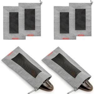 통기성 메쉬 및 드로스트링 코드 잠금 장치가 있는 여행용 린트래블 신발 가방 6개 세트 컬러 그레이