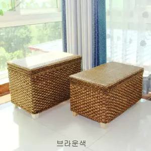 북유럽 라탄 사각형 스툴 인테리어 라탄의자 쿠션 수납