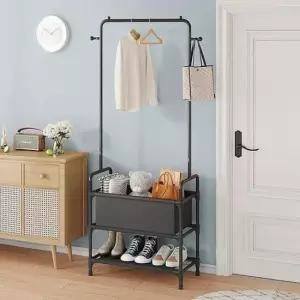 [생활] 스탠드옷걸이 행거 선반 블랙 2단