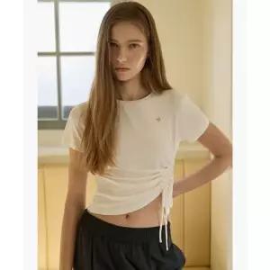 르꼬끄 LECOQ 여성 슬림핏 셔링 반팔티 - 크림 QR122ORS12 QR122ORS12_CRM0 461638