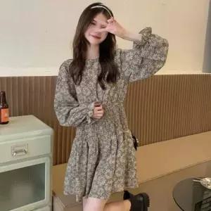 미니 청순스타일 스모크 데이트룩 러블리 소매프릴 플