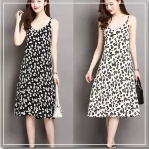 꽃무늬 끈나시 여자 민소매 원피스 플라워 나시 롱