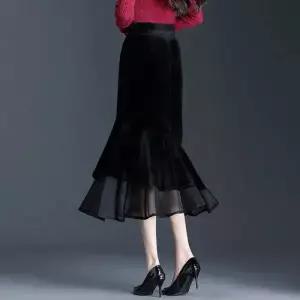 가을 스커트 여친 롱 망사 벨벳 힙업 슬림 핏예쁜 머메이드 인기3