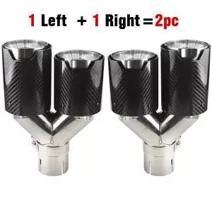 배기음튜닝 머플러  63mm 자동차 카본 파이버 광택 팁 Y형 이중 배출구 배기 파이프 범용 스테인리스 스틸