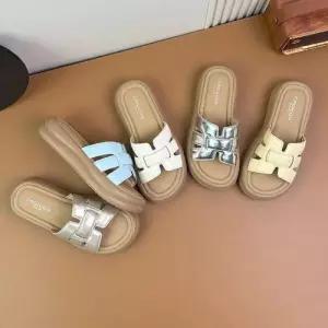 캐주얼 하계 여자 스트랩 신발 아웃도어 샌들 프렌치 슬리퍼 실버 통굽 비치 KS5