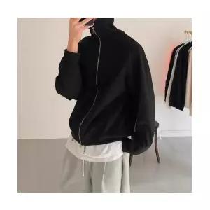 남자 댄디 집업 가디건 빈티지 더블 하이넥 솔리드 긴팔 맨투맨 가을 캐주얼 카디건 스포티 SPO마켓3