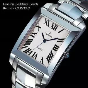 카리타스 고품격 텅스텐 로마자 화이트 다이얼 여자 명품 예물 선물 고급 사각 메탈 손목 시계 / C150WF 
