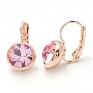 라이트로즈 오스트리아정품크리스탈 로즈골드 원터치 드롭귀걸이 8mm 인디핑크