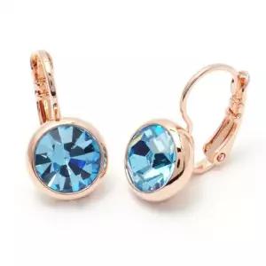 아쿠아 오스트리아정품크리스탈 로즈골드 원터치 드롭귀걸이 8mm 하늘색