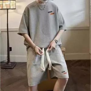 활용도좋은 와플 패턴 남성 반팔 반바지 트레이닝세트