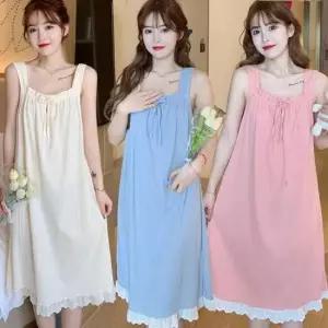 극세사잠옷 여성 시원한 리본 민소매 홈웨어 잠옷 URK-304