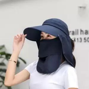 썬캡모자 얼굴 목가림 풀커버 햇빛가리개 썬캡 모자(네이비)