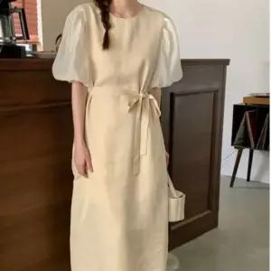 바캉스룩 볼륨소매 심플 블라우스레이어드느낌 여름원