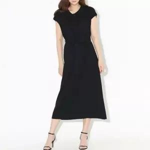 카라 리본 데일리 무지 민소매 나시 니트 반팔 원피스