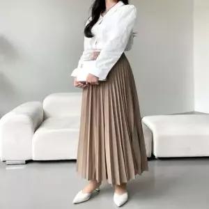 여성 밴딩 롱스커트 2컬러 플리츠치마 주름스커트