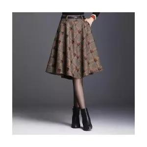 치마 여사친 모직 A라인 체크 정장 추동 고급세련핏 우산 모던 인기3