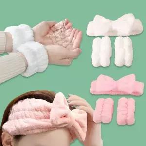 세안밴드 세수 세안 리본 헤어 머리띠 손목 밴드 세트 세수밴드