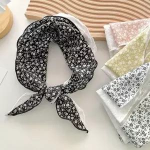 여성 꽃무늬 레이스 포인트 스카프 봄 머플러 헤어밴드 레트로 넥치프