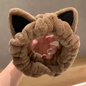 세안밴드 세안 세수 헤어 밴드 샤워 귀여운 세면 머리띠 브라운