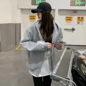 남녀공용 루즈 오버핏 베이직 후드집업 커플 아우터