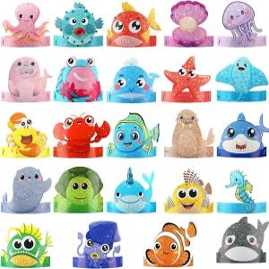 생일 파티 장식을 위한 틴레이드 48개 언더 더 씨 모자 오션 테마 머리띠 애니멀 종이 왕관