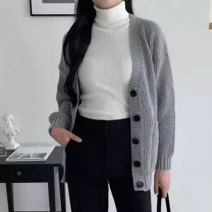 여성 간절기 도톰 포근한 루즈핏 데일리 니트 가디건