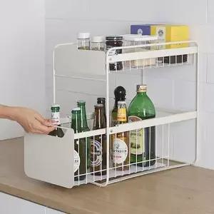 [RIZPICK]히키스 2단 철제 주방 슬라이딩 레일 선반 스탠다드 슬림 양념통