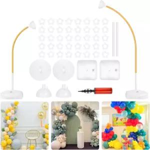 풍선 아치 스탠드 키트 8.2피트 및 5피트 물 채우기 가방이 있는 헤비 듀티 베이스 구부릴 수 하프 골드