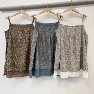 여성 치마 롱 빈티지 데일리 바캉스룩 레이스 쉬폰 기장 나시 스포M1