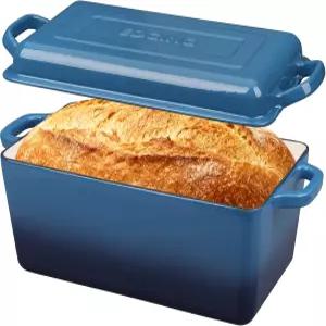 에나멜 주조 주철 더치 오븐 사워도우 빵 굽기용 타원형 베이킹 팬 이중 손잡이 금고 4쿼터 레이크 블루