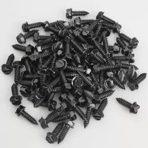 검은색 번호판 나사 녹슬지 않는 100개 전면 및 후면 플레이트용 프리미엄 미끄럼 방지 볼트 국산 차량용