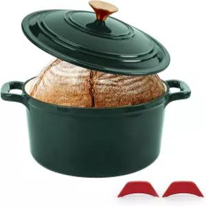 테이스텔리 에나멜 주물 더치 오븐 뚜껑 빵 굽기 브레이징 로스팅 및 스튜용 원형 카세롤 냄비 튼튼한 안전