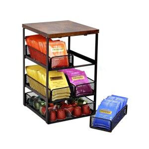 5개의 서랍이 있는 티백 정리함, 티백, 커피 포드, 크리머 및 슈가 u2013 카운터탑 홀더, 바 주방, 공간 절약형 보관