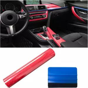 딕노 2 PCS 자동차 5D 광택 탄소 섬유 랩 12인치 60인치 DIY 비닐 랩핑 필름 롤 스크레이퍼 긁힘 방지 공기