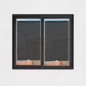 창문 도트 스크린 블랙 방염 암막 블라인드 롤 37X125cm